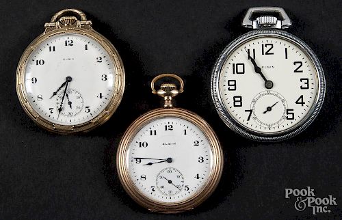 Three Elgin pocket watches