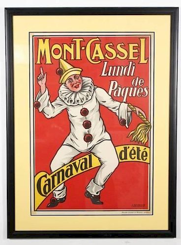 Framed Vintage French Mont-Cassel Poster