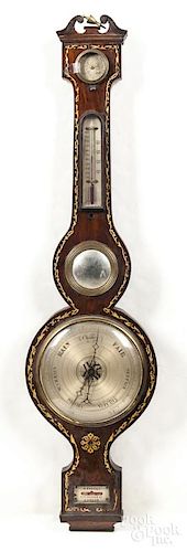 English rosewood banjo barometer, 19th c.
