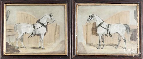 Pair of pastel horse portraits
