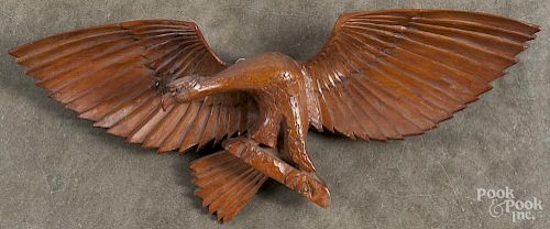 Carved pine eagle