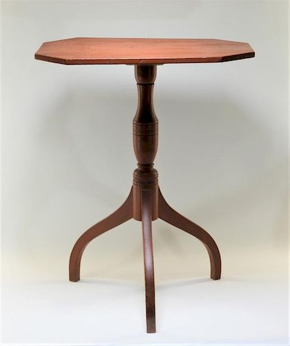 19C. New England Salmon Tiger Maple Candlestand