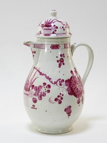 18C. English Pearlware Raspberry Glaze Teapot