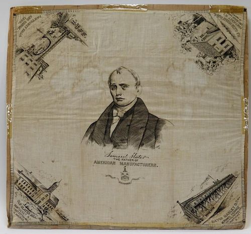Samuel Slater Historic RI Advertising Handkerchief