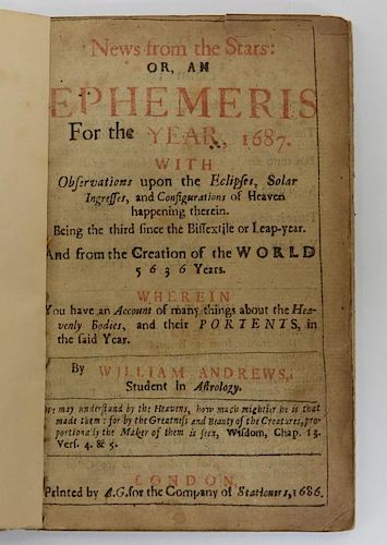 William Andrews C.1687 News From The Stars Book