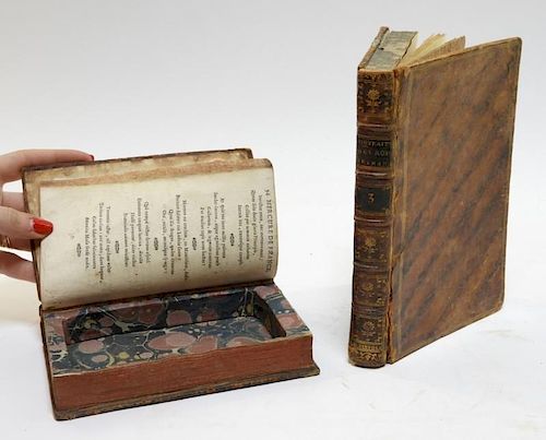 2 18C. French Leather Bound Hollow Book Safes
