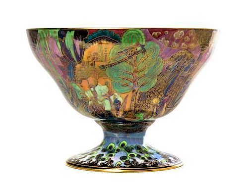 A Wedgwood Fairyland Lustre Compote, Daisy Makeig-Jones, Diameter 8 1/8 inches.
