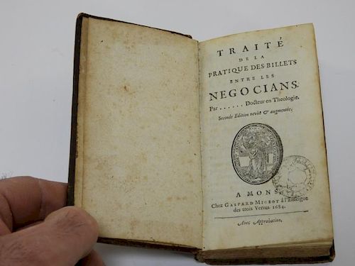 C.1684 Gaspard Migeot Negocians Leather Bound Book