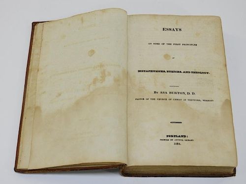 C.1824 Asa Burton Metaphysicks Leather Bound Book