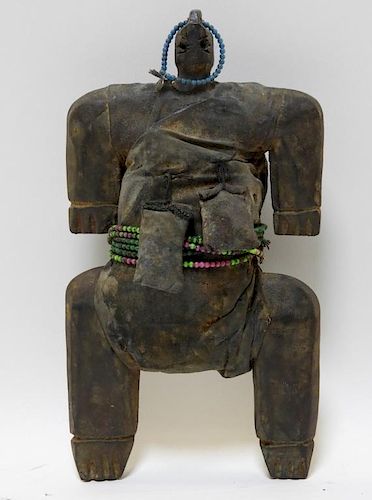 African Oceanic Carved Wood Beaded Fetish Figure