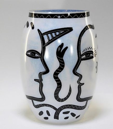 Kosta Boda Adam Eve Serpent Art Glass Vase