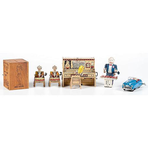 Group of Musical Toys, Including L'il Abner Band and Schuco Radio 4012