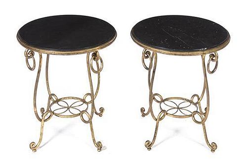 A Pair of Art Deco Occasional Tables, in the style of Rene Prou, Height 28 inches.