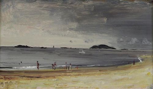 COOK, Peter. Oil on Board "Beach at Popham, Maine"
