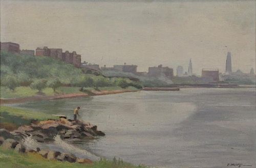 HOLTZ, Isaac. Oil on Canvas. "The Hudson at