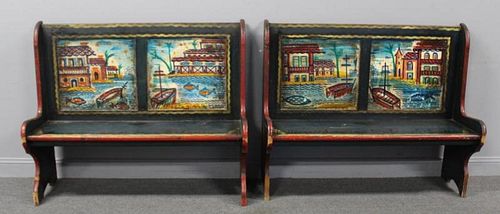 Peter Hunt. Pair of Signed Paint Decorated