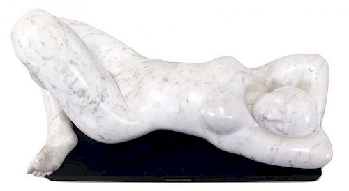 AMAYA, Armando. Marble Sculpture. Reclining Nude.