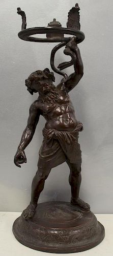 UNSIGNED.  Antique Patinated Bronze Figural Stand.