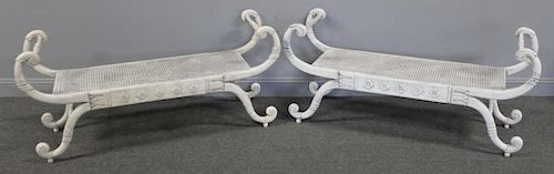 Pair of Antique Neoclassical Style Window Benches