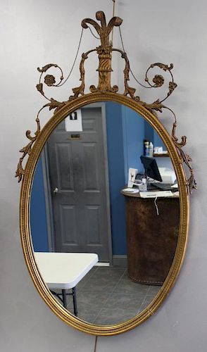 Antique Giltwood Mirror with Prince of Wales