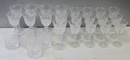 Saint-Louis. 21 Signed Cut Glass Goblets and 4