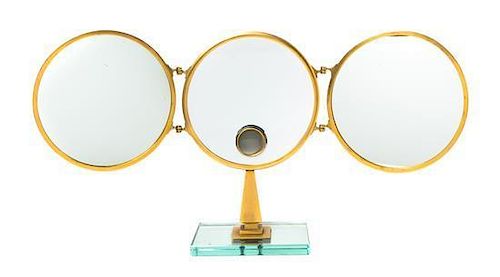 A French Art Deco Gilt Metal Dressing Mirror, Brot, Height 14 3/4 inches.