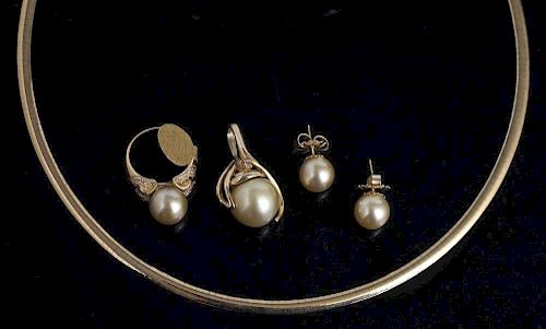 South Sea Pearl 14k Jewelry Suite