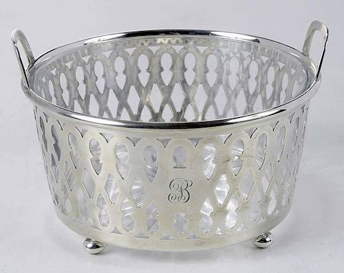 Tiffany Sterling Basket with Glass Insert