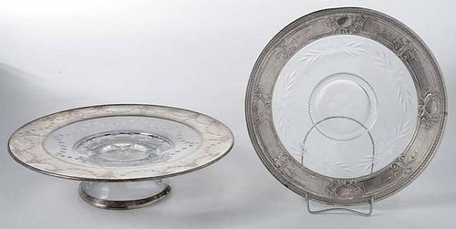 Glass and Silver Cake Stand and Plate