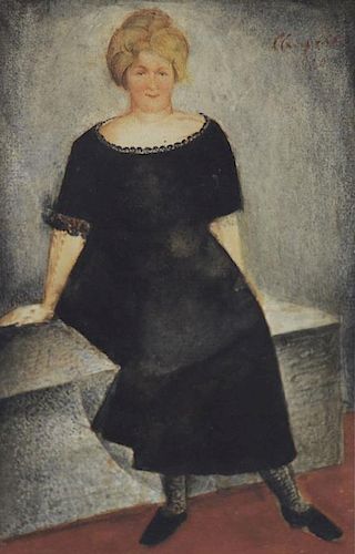 SIMKHOVITCH, Simka. Watercolor. "Lady in Black"