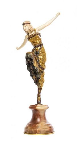 A French Enamel, Gilt Bronze and Ivory Figure, Paul Philippe (1870-1930), Height overall 16 1/4 inches.