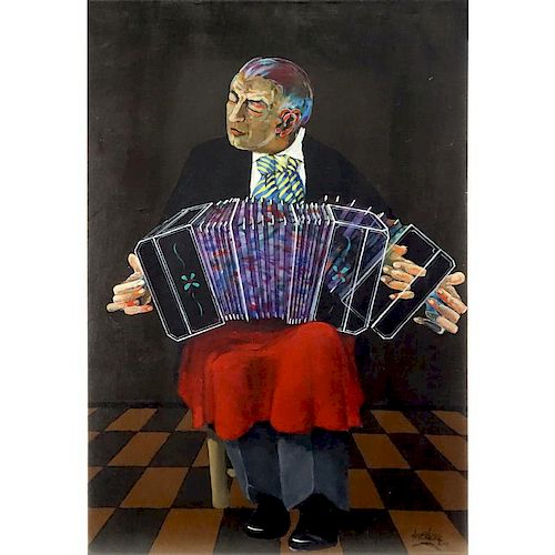 Jose Mario Ansalone, Argentine (1943 - ) Acrylic on canvas "Musicos De Tango"