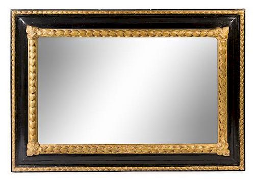 An Italian Painted and Gilt Mirror Height 40 1/2 x width 58 3/4 inches.