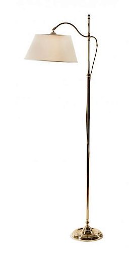 A Brass Bent-Arm Floor Lamp Height overall 61 inches.