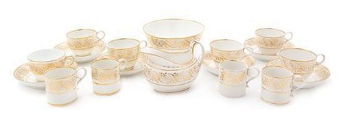 A Group of Worcester Porcelain Tea Articles Diameter of bowl 6 3/4 inches.