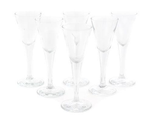 A Set of Six Glass Cordials Height 5 3/4 inches.