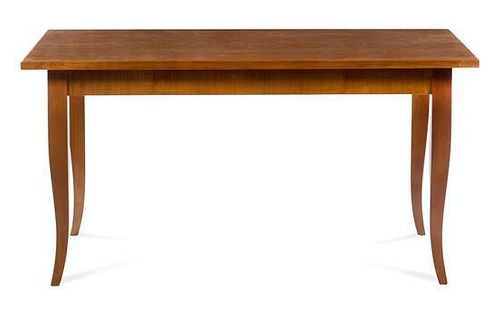 A Provincial Style Fruitwood Table Height 30 x width 59 x depth 29 1/2 inches.