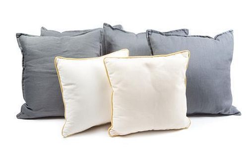 A Group of Five Decorative Pillows First: 15 x 15 inches.
