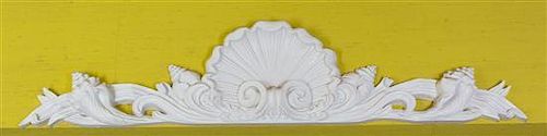 A Continental Carved Wood Shell-Form Wall Mount Width 40 inches.