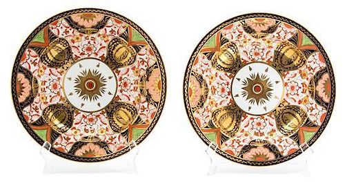 A Pair of Royal Crown Derby Porcelain Shallow Plates Diameter 10 inches.