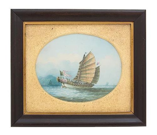 A Group of Four Chinese Export Paintings, (18th/19th Century), Junk Boats