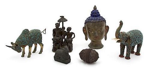 A Miscellaneous Collection of Southeast Asian Bronze Objects Height of tallest 6 1/2 inches.