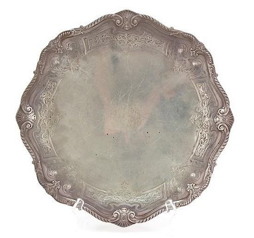 An American Silver Circular Tray, Graff, Washbourne & Dunn, NY,
