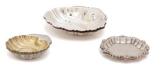 Eight Miscellaneous American Silver Nut Dishes, Various Makers, 6 Gorham shell-form and 2 foliate-form by Frank Whiting