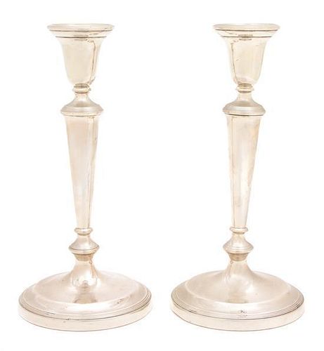 A Pair of American Weighted Silver Candlesticks, Graff, Washbourne & Dunn, New York, NY,