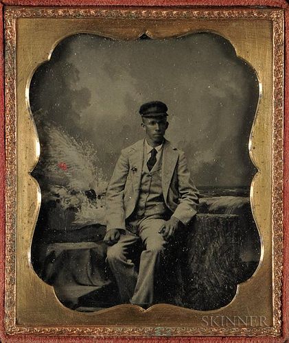 Cased Daguerreotype Depicting a Seated African American Man