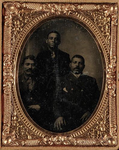 Cased Tintype Depicting Three African American Men