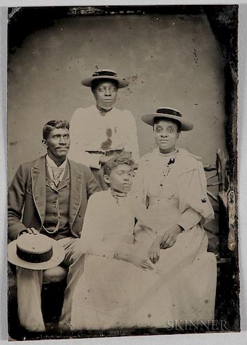 Tintype Depicting a Finely Dressed African American Family