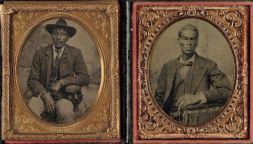 Two Cased Tintypes Depicting Seated Black Gentlemen