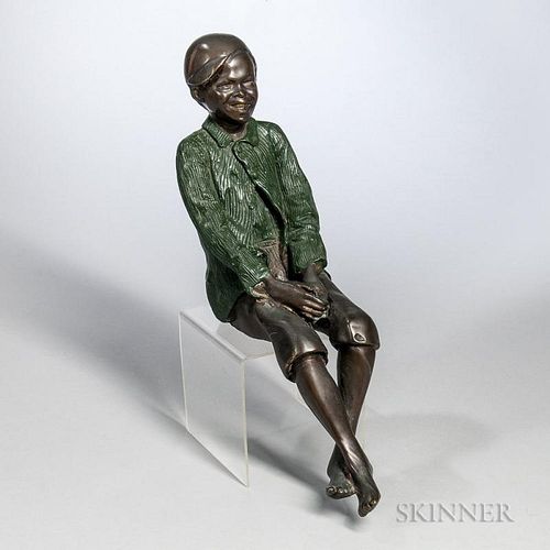 Painted Bronze Figure of a Seated African American Man.  Estimate $150-250